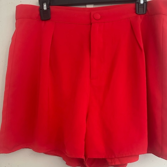 Lulu's Red High Waist Shorts Vibrant and Tailored - Picture 8 of 11
